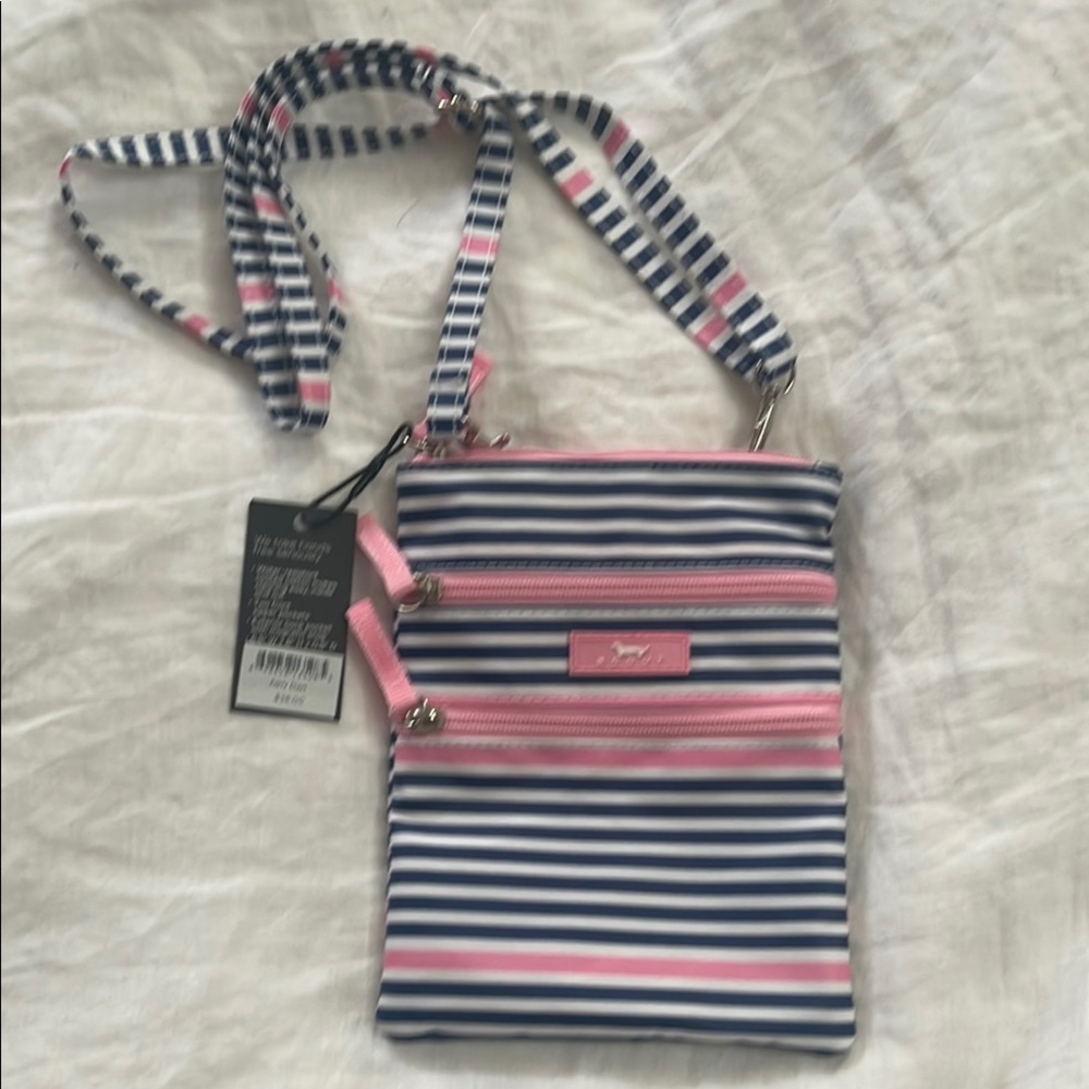 Scout Pink and Blue Striped Crossbody Bag